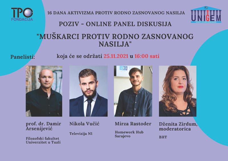 UNIGEM - Online panel diskusija "Muškarci protiv rodno zasnovanog nasilja"