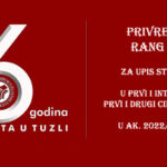 Univerziet u Tuzli - PRIVREMENE RANG LISTE - I CIKLUS