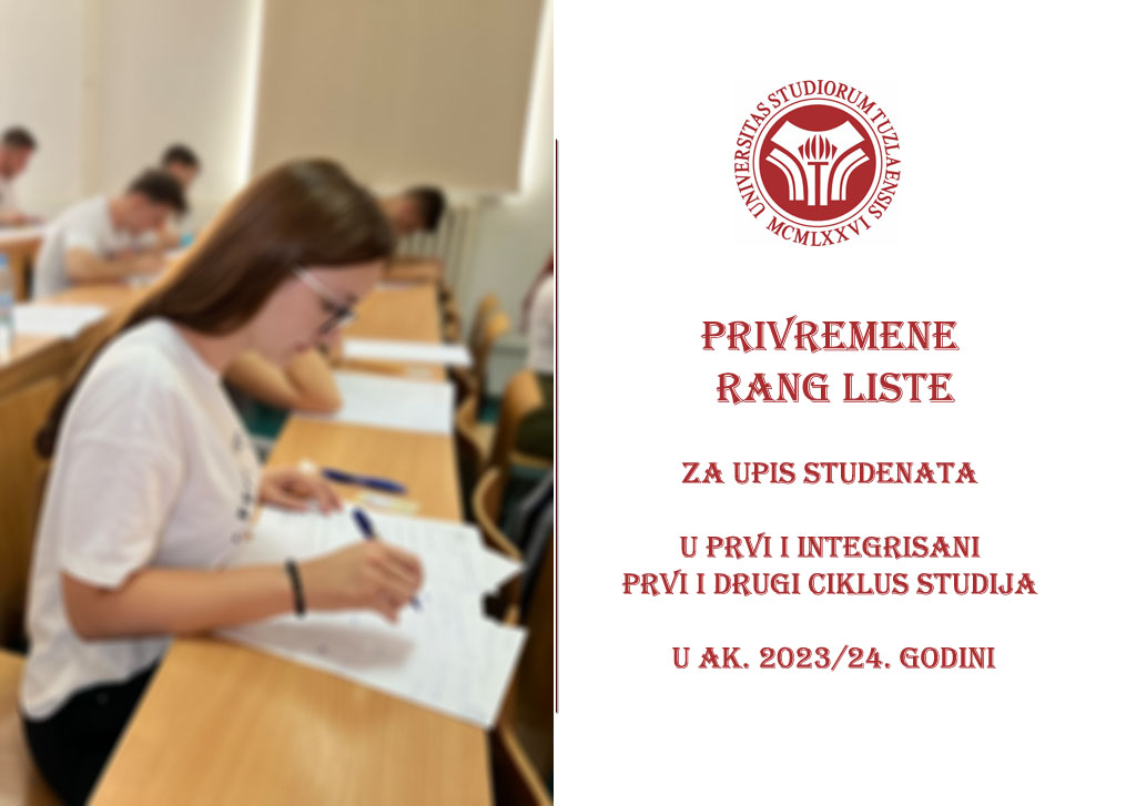 PRIVREMENE RANG LISTE AK. 2023/24. GOD - I CIKLUS