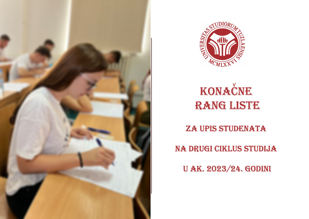 KONAČNE RANG LISTE, II CIKLUS STUDIJA