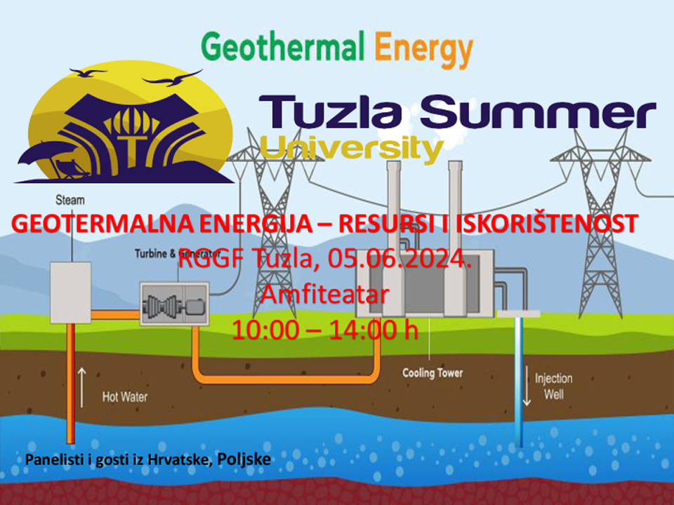 Univerzitet u Tuzli - Poziv na predavanja i panel diskusiju: "Geotermalna energija – resursi i iskorištenost"