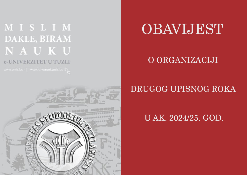 OBAVIJEST O ORGANIZACIJI DRUGOG UPISNOG ROKA U AKADEMSKU 2024/25. GODINU